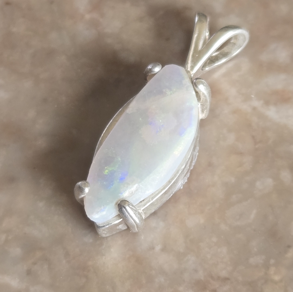 Elegant Silver Opal Pendant